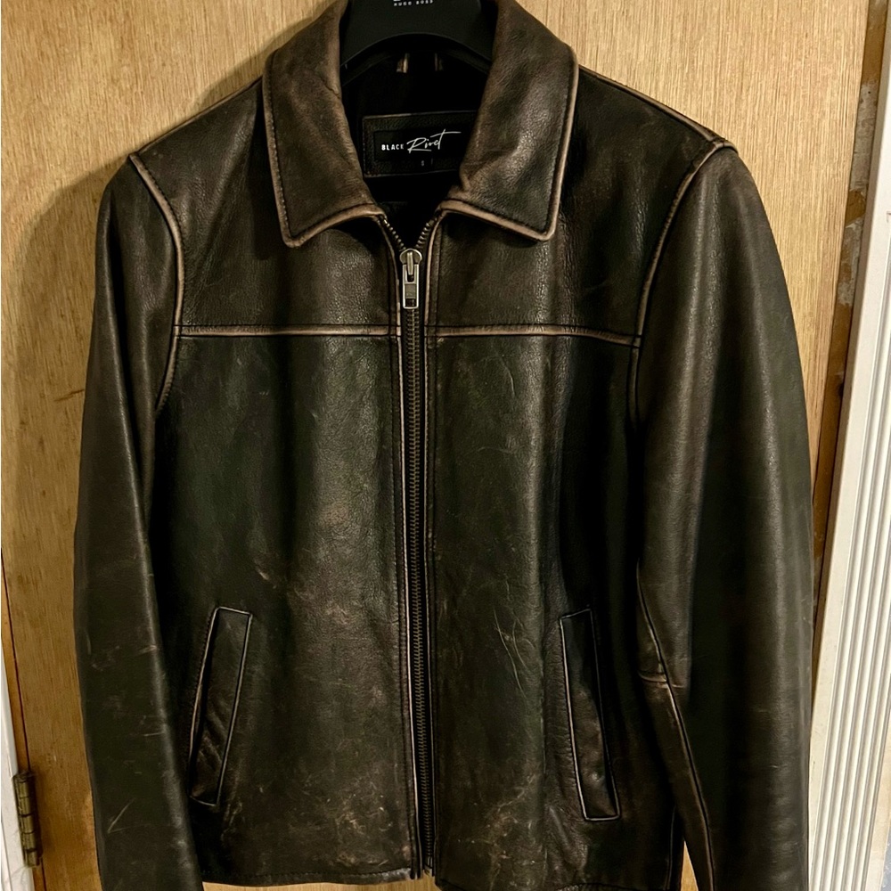 Black Rivet - Men’s Brown Leather Jacket - Size Small